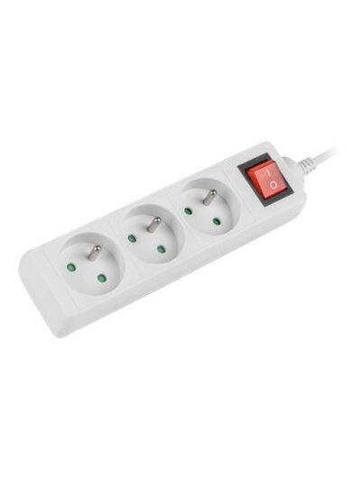 Lanberg Cable Power Strip 3M 3X French Outlets with Switch, Quality-Grade Copper | PS1-03E-0300-W 3 Lanberg Cable Power Strip 3M 3X French Outlets with Switch, Quality-Grade Copper | PS1-03E-0300-W 3