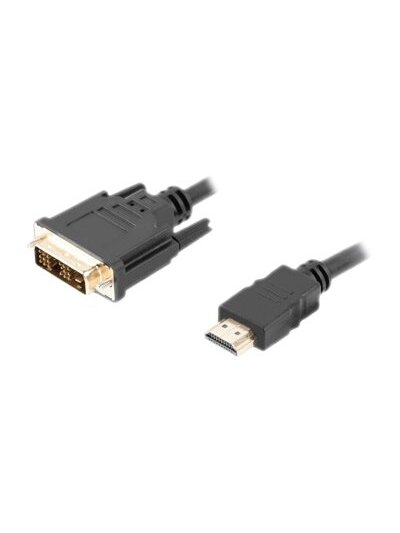 Lanberg HDMI to DVI-D Cable, Single Link with Gold-Plated Connectors | CA-HDDV-10CC-0018-BK | HDMI to DVI-D | 1.8 m Lanberg HDMI to DVI-D Cable, Single Link with Gold-Plated Connectors | CA-HDDV-10CC-0018-BK | HDMI to DVI-D | 1.8 m