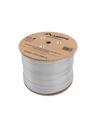 Lanberg | LAN Cable CAT.6A UFTP 305M Solid CU LSZH Grey CPR + Fluke Passed | LCUF6L-11CU-0305-S 1