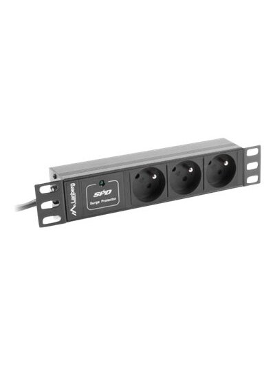 Lanberg Power Distribution Unit (PDU) 10" 1U 16A 2m 3x French Outlets | PDU-03E-0200-BK 1 Lanberg Power Distribution Unit (PDU) 10" 1U 16A 2m 3x French Outlets | PDU-03E-0200-BK 1