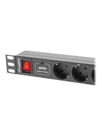 Lanberg Power Distribution unit (PDU) 19" 1U 16A 2m 7X Schuko oulets | PDU-07F-0200-BK 1