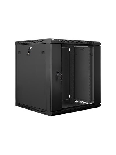 Lanberg | Rack cabinet 19" wall-mount 12U/600x600 (flat pack) with glass door | WF01-6612-10B | Black 2