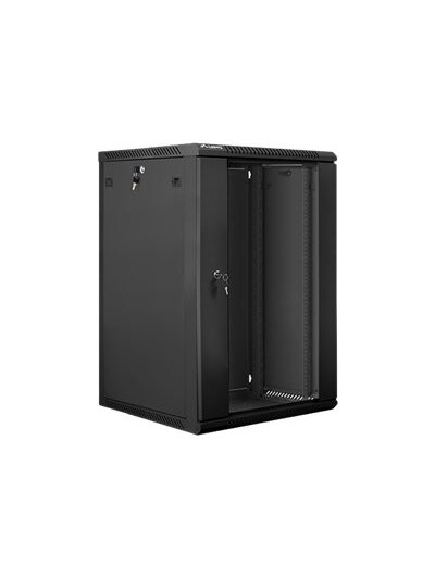Lanberg | Rack cabinet 19" wall-mount 18U/600x600 (flat pack) with glass door | WF01-6618-10B | Black 2 Lanberg | Rack cabinet 19" wall-mount 18U/600x600 (flat pack) with glass door | WF01-6618-10B | Black 2