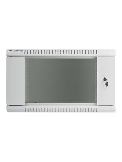 Lanberg | Rack cabinet 19" wall-mount 6U/600x450 (flat pack) with glass door | WF01-6406-10S | Grey 1 Lanberg | Rack cabinet 19" wall-mount 6U/600x450 (flat pack) with glass door | WF01-6406-10S | Grey 1