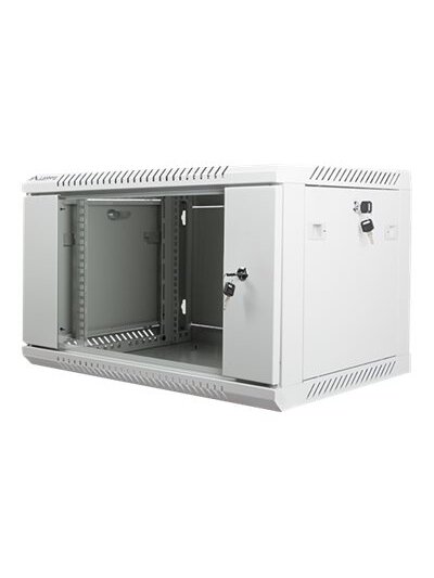 Lanberg | Rack cabinet 19" wall-mount 6U/600x450 (flat pack) with glass door | WF01-6406-10S | Grey Lanberg | Rack cabinet 19" wall-mount 6U/600x450 (flat pack) with glass door | WF01-6406-10S | Grey