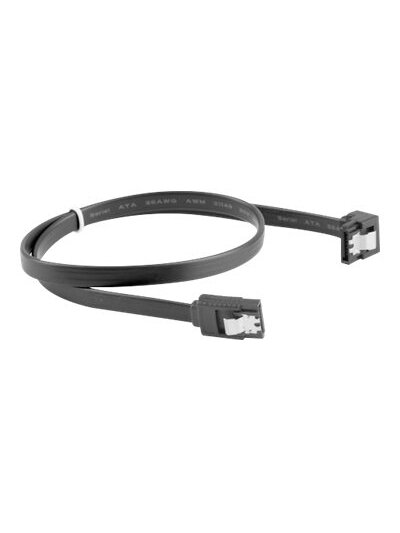 Lanberg SATA Data III (6GB/s) Cable 50CM Angled Metal Clips | CA-SASA-13CU-0050-BK