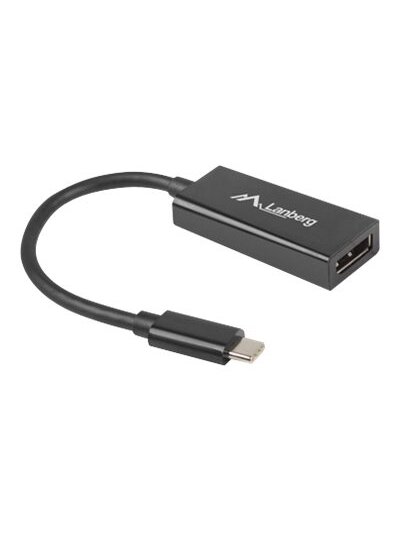 Lanberg USB-C (M) 3.1 to Displayport (F) Adapter cable 15cm, Black | AD-UC-DP-01 1
