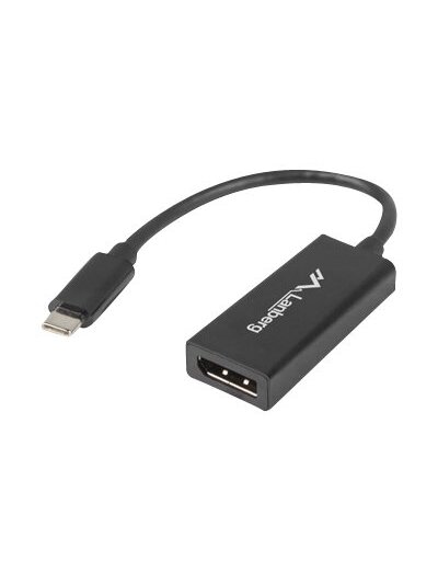 Lanberg USB-C (M) 3.1 to Displayport (F) Adapter cable 15cm, Black | AD-UC-DP-01