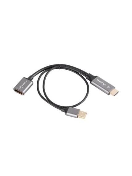 Lanberg HDMI (M) to Displayport (F) Adapter 4K on cable 20cm, Silver | AD-HD-DP-02 1 Lanberg HDMI (M) to Displayport (F) Adapter 4K on cable 20cm, Silver | AD-HD-DP-02 1