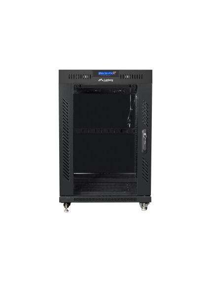 Lanberg | Rack cabinet 19" free-standing 15U/600x800 (flat pack) with glass door, LCD | FF01-6815-12BL | Black 1 Lanberg | Rack cabinet 19" free-standing 15U/600x800 (flat pack) with glass door, LCD | FF01-6815-12BL | Black 1