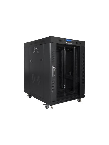 Lanberg | Rack cabinet 19" free-standing 15U/600x800 (flat pack) with glass door, LCD | FF01-6815-12BL | Black 2 Lanberg | Rack cabinet 19" free-standing 15U/600x800 (flat pack) with glass door, LCD | FF01-6815-12BL | Black 2