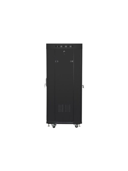 Lanberg | Rack cabinet 19" free-standing 27U/600x600 (flat pack) with glass door lCD V2 | FF01-6627-12BL | Black 3 Lanberg | Rack cabinet 19" free-standing 27U/600x600 (flat pack) with glass door lCD V2 | FF01-6627-12BL | Black 3