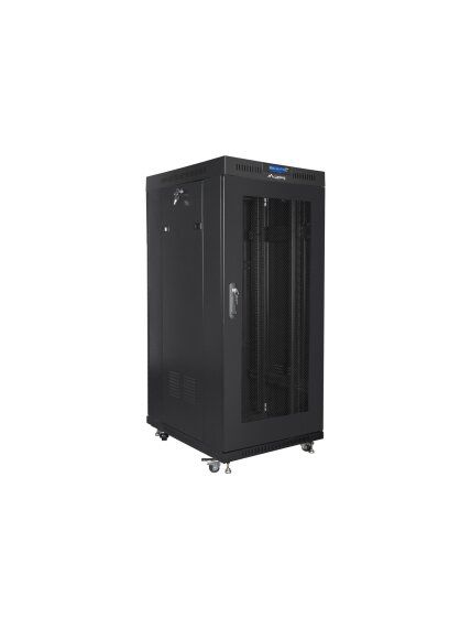Lanberg | Rack cabinet 19" free-standing 27U/600x800 (flat pack) with mesh door, LCD | FF01-6827-23BL | Black 2 Lanberg | Rack cabinet 19" free-standing 27U/600x800 (flat pack) with mesh door, LCD | FF01-6827-23BL | Black 2