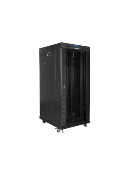Lanberg | Rack cabinet 19" free-standing 27U/800x1000 (flat pack) with glass door, LCD | FF01-8027-12BL | Black 3 Lanberg | Rack cabinet 19" free-standing 27U/800x1000 (flat pack) with glass door, LCD | FF01-8027-12BL | Black 3