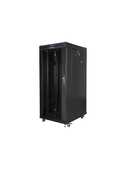 Lanberg | Rack cabinet 19" free-standing 27U/800x1000 (flat pack) with glass door, LCD | FF01-8027-12BL | Black Lanberg | Rack cabinet 19" free-standing 27U/800x1000 (flat pack) with glass door, LCD | FF01-8027-12BL | Black