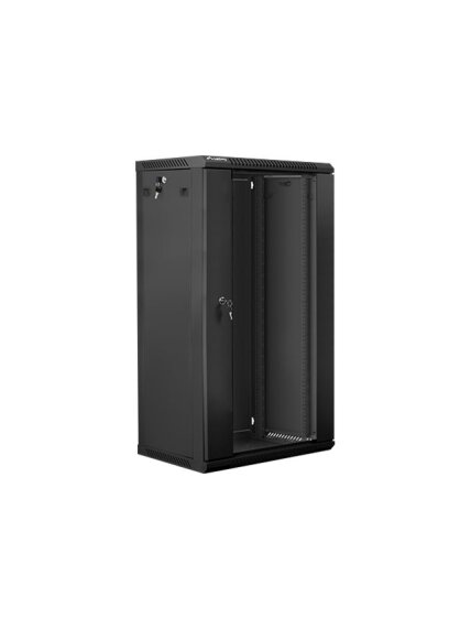 Lanberg | Rack cabinet 19" wall-mount 22U/600x450 (flat pack) with glass door | WF01-6422-10B | Black 1 Lanberg | Rack cabinet 19" wall-mount 22U/600x450 (flat pack) with glass door | WF01-6422-10B | Black 1