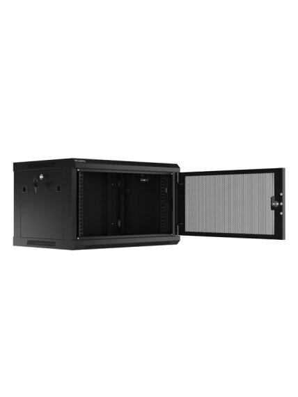 Lanberg | Rack cabinet 19" wall-mount 6U/600x450 with perforated door (flat pack) | WF01-6406-23B | Black 1 Lanberg | Rack cabinet 19" wall-mount 6U/600x450 with perforated door (flat pack) | WF01-6406-23B | Black 1