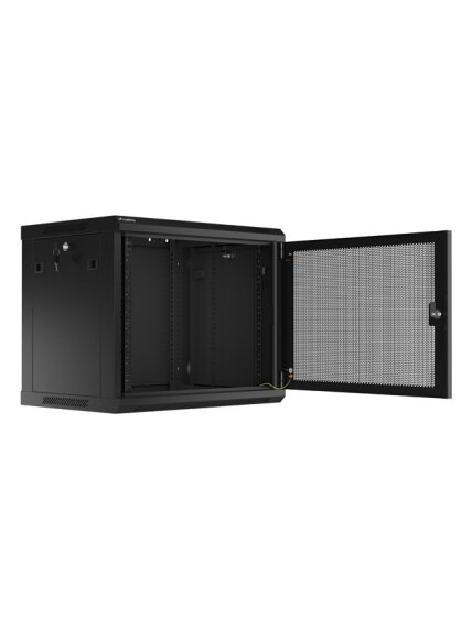 Lanberg | Rack cabinet 19" wall-mount 9U/600x450 with perforated door (flat pack) | WF01-6409-23B | Black 1