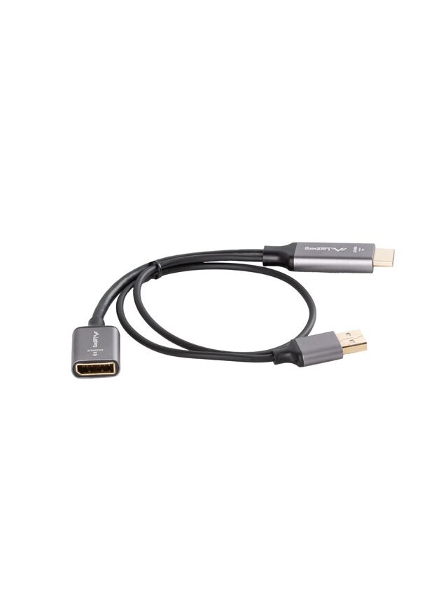 Lanberg HDMI (M) to Displayport (F) Adapter 4K on cable 20cm, Silver | AD-HD-DP-02 2 Lanberg HDMI (M) to Displayport (F) Adapter 4K on cable 20cm, Silver | AD-HD-DP-02 2