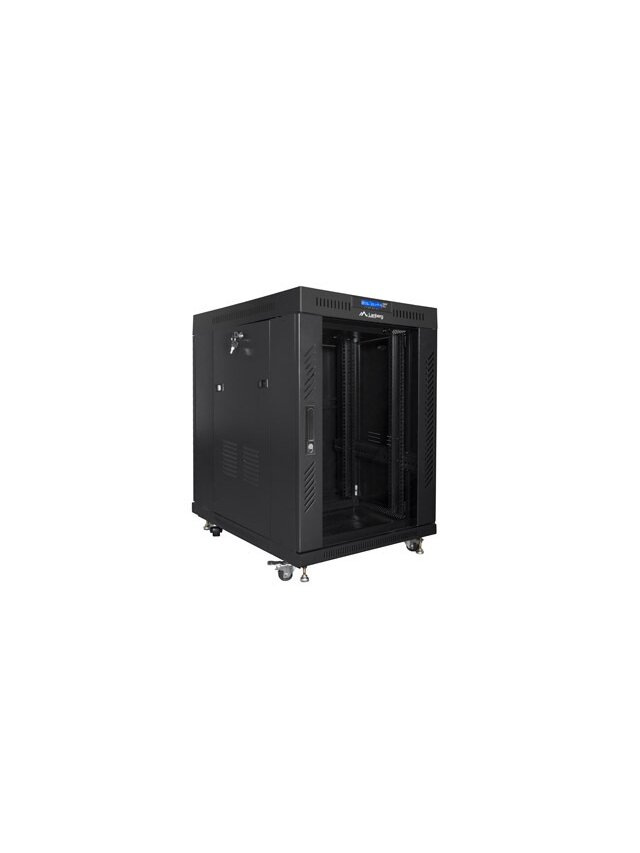Lanberg | Rack cabinet 19" free-standing 15U/800x1000 (flat pack) with glass door, LCD | FF01-8015-12BL | Black 2 Lanberg | Rack cabinet 19" free-standing 15U/800x1000 (flat pack) with glass door, LCD | FF01-8015-12BL | Black 2