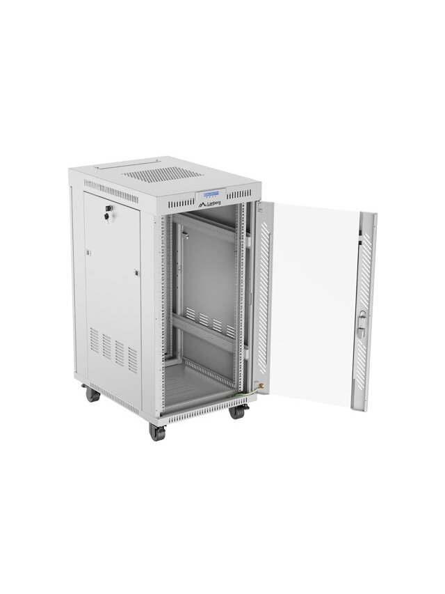 Lanberg | Rack cabinet 19" free-standing 22U/600x800 (flat pack) with glass door | FF01-6822-12SL | Grey 1 Lanberg | Rack cabinet 19" free-standing 22U/600x800 (flat pack) with glass door | FF01-6822-12SL | Grey 1