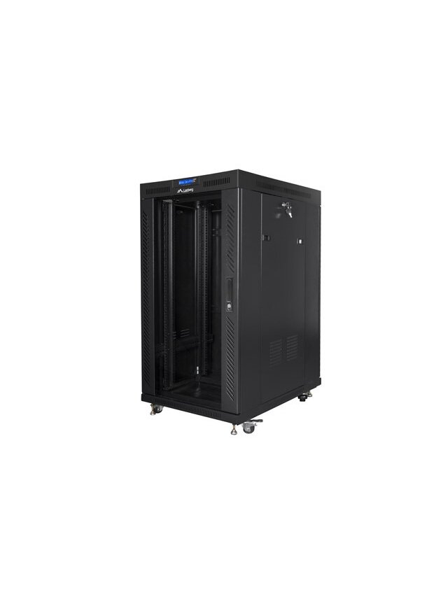 Lanberg | Rack cabinet 19" free-standing 22U/800x1000 (flat pack) with glass door | FF01-8022-12BL | Black 1 Lanberg | Rack cabinet 19" free-standing 22U/800x1000 (flat pack) with glass door | FF01-8022-12BL | Black 1