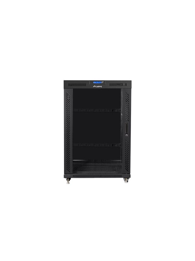 Lanberg | Rack cabinet 19" free-standing 22U/800x1000 (flat pack) with glass door | FF01-8022-12BL | Black 2 Lanberg | Rack cabinet 19" free-standing 22U/800x1000 (flat pack) with glass door | FF01-8022-12BL | Black 2