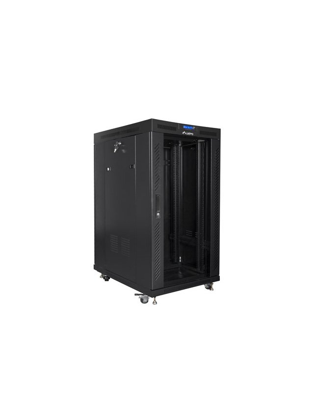 Lanberg | Rack cabinet 19" free-standing 22U/800x1000 (flat pack) with glass door | FF01-8022-12BL | Black 3 Lanberg | Rack cabinet 19" free-standing 22U/800x1000 (flat pack) with glass door | FF01-8022-12BL | Black 3