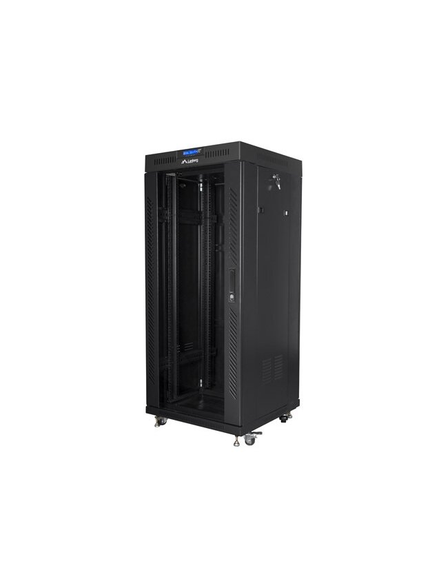 Lanberg | Rack cabinet 19" free-standing 27U/600x600 (flat pack) with glass door lCD V2 | FF01-6627-12BL | Black Lanberg | Rack cabinet 19" free-standing 27U/600x600 (flat pack) with glass door lCD V2 | FF01-6627-12BL | Black