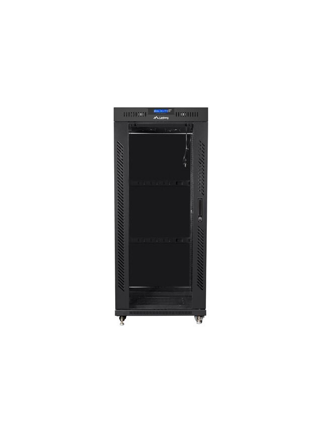 Lanberg | Rack cabinet 19" free-standing 27U/800x1000 (flat pack) with glass door, LCD | FF01-8027-12BL | Black 1 Lanberg | Rack cabinet 19" free-standing 27U/800x1000 (flat pack) with glass door, LCD | FF01-8027-12BL | Black 1