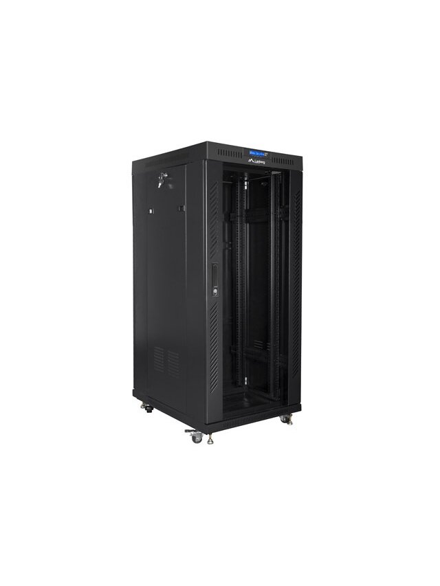Lanberg | Rack cabinet 19" free-standing 27U/800x1000 (flat pack) with glass door, LCD | FF01-8027-12BL | Black 3 Lanberg | Rack cabinet 19" free-standing 27U/800x1000 (flat pack) with glass door, LCD | FF01-8027-12BL | Black 3