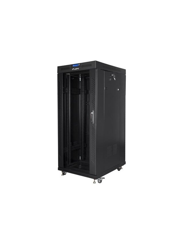 Lanberg | Rack cabinet 19" free-standing 27U/800x1200 (flat pack) with glass door, LCD | FF01-8227-12BL | Black Lanberg | Rack cabinet 19" free-standing 27U/800x1200 (flat pack) with glass door, LCD | FF01-8227-12BL | Black