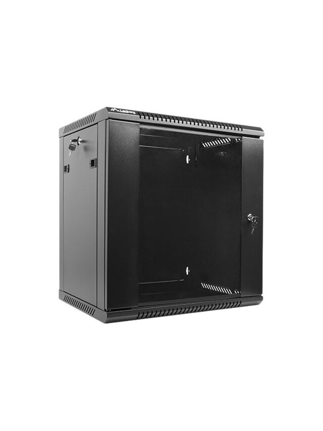 Lanberg | Rack cabinet 19" wall-mount 12U/600x450 (flat pack) with glass door | WF01-6412-10B | Black 1 Lanberg | Rack cabinet 19" wall-mount 12U/600x450 (flat pack) with glass door | WF01-6412-10B | Black 1