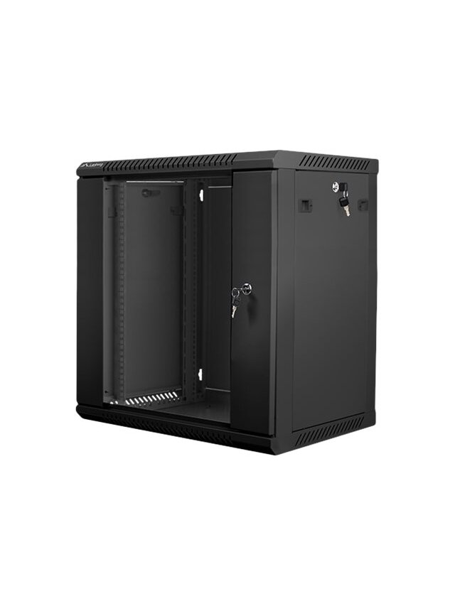 Lanberg | Rack cabinet 19" wall-mount 12U/600x450 (flat pack) with glass door | WF01-6412-10B | Black Lanberg | Rack cabinet 19" wall-mount 12U/600x450 (flat pack) with glass door | WF01-6412-10B | Black