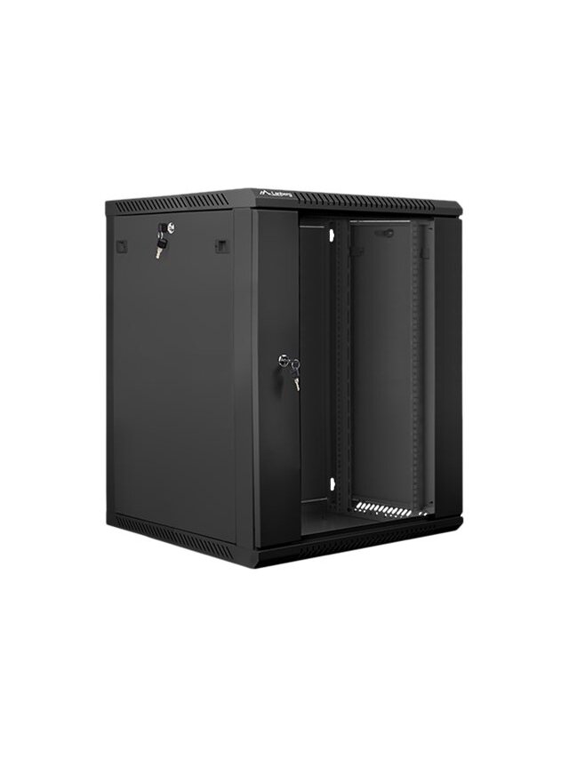 Lanberg | Rack cabinet 19" wall-mount 15U/600x600 (flat pack) with glass door | WF01-6615-10B | Black 1 Lanberg | Rack cabinet 19" wall-mount 15U/600x600 (flat pack) with glass door | WF01-6615-10B | Black 1