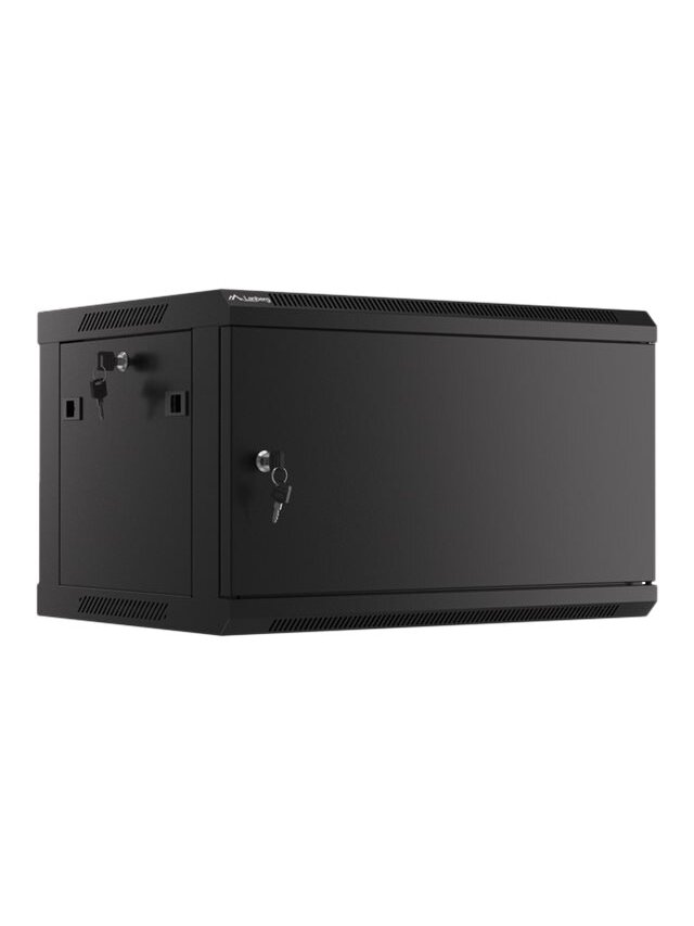 Lanberg | Rack cabinet 19" wall-mount 6U/600x450 for self-assembly with metal door (flat pack) | WF01-6406-00B | Black 4 Lanberg | Rack cabinet 19" wall-mount 6U/600x450 for self-assembly with metal door (flat pack) | WF01-6406-00B | Black 4