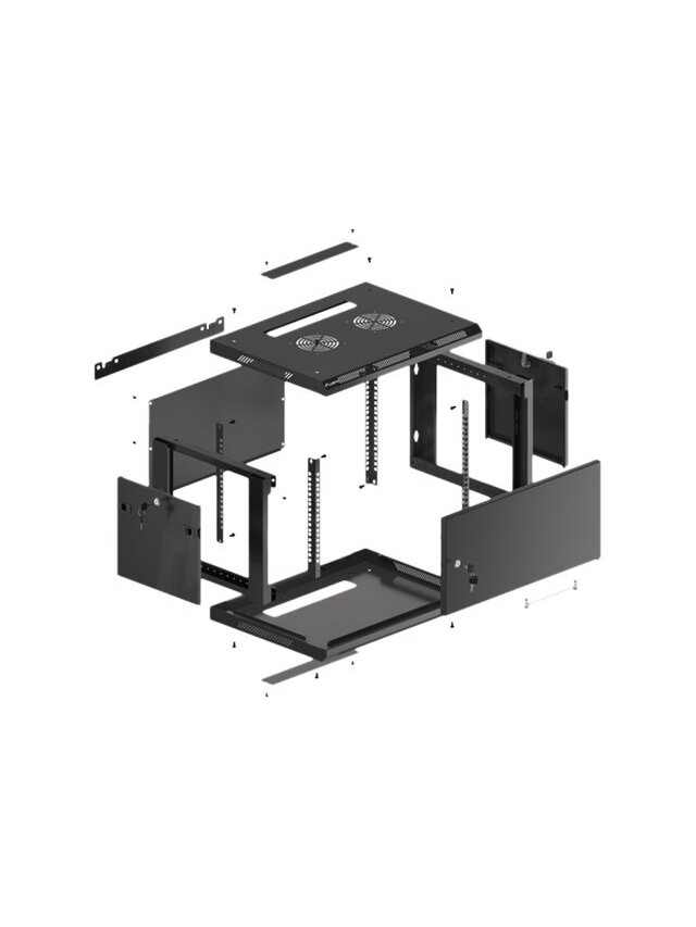 Lanberg | Rack cabinet 19" wall-mount 6U/600x450 for self-assembly with metal door (flat pack) | WF01-6406-00B | Black 6 Lanberg | Rack cabinet 19" wall-mount 6U/600x450 for self-assembly with metal door (flat pack) | WF01-6406-00B | Black 6