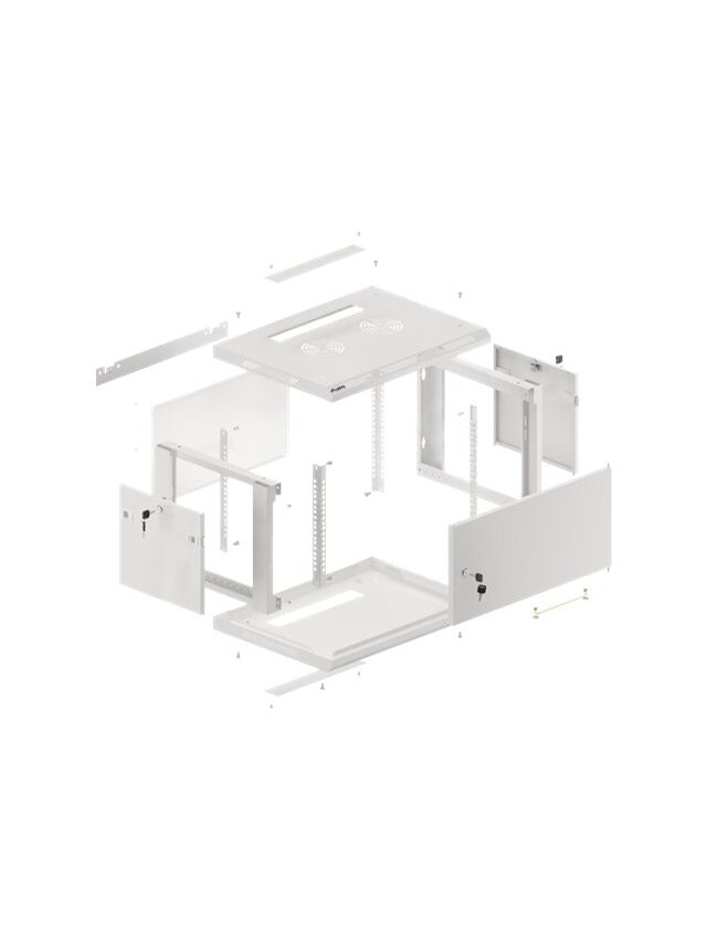 Lanberg | Rack cabinet 19" wall-mount 6U/600x450 for self-assembly with metal door (flat pack) | WF01-6406-00S | Grey 6 Lanberg | Rack cabinet 19" wall-mount 6U/600x450 for self-assembly with metal door (flat pack) | WF01-6406-00S | Grey 6