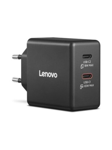 Lenovo Dual USB-C 65W GaN Charger | USB-C | 65 W | Charger