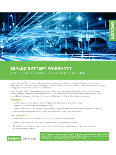 Lenovo | Warranty 3Y Sealed Battery Add On Replacement | Warranty year(s) Lenovo | Warranty 3Y Sealed Battery Add On Replacement | Warranty year(s)