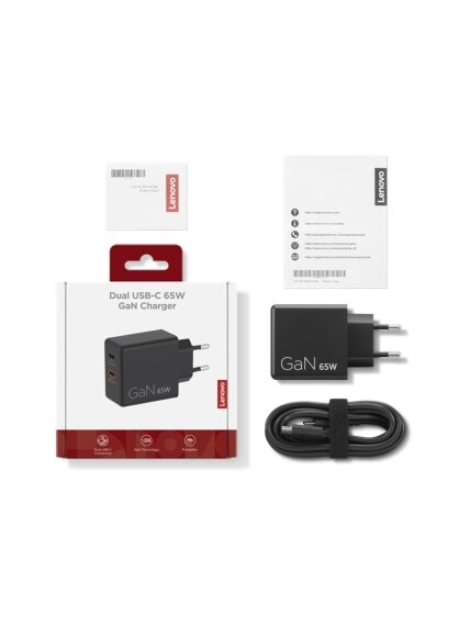 Lenovo Dual USB-C 65W GaN Charger | USB-C | 65 W | Charger 6 Lenovo Dual USB-C 65W GaN Charger | USB-C | 65 W | Charger 6