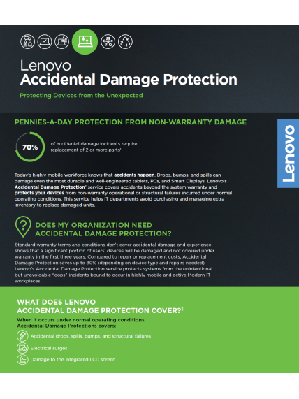 Lenovo | Warranty | 5Y Accidental Damage Protection | 5 year(s) | Yes 1 Lenovo | Warranty | 5Y Accidental Damage Protection | 5 year(s) | Yes 1