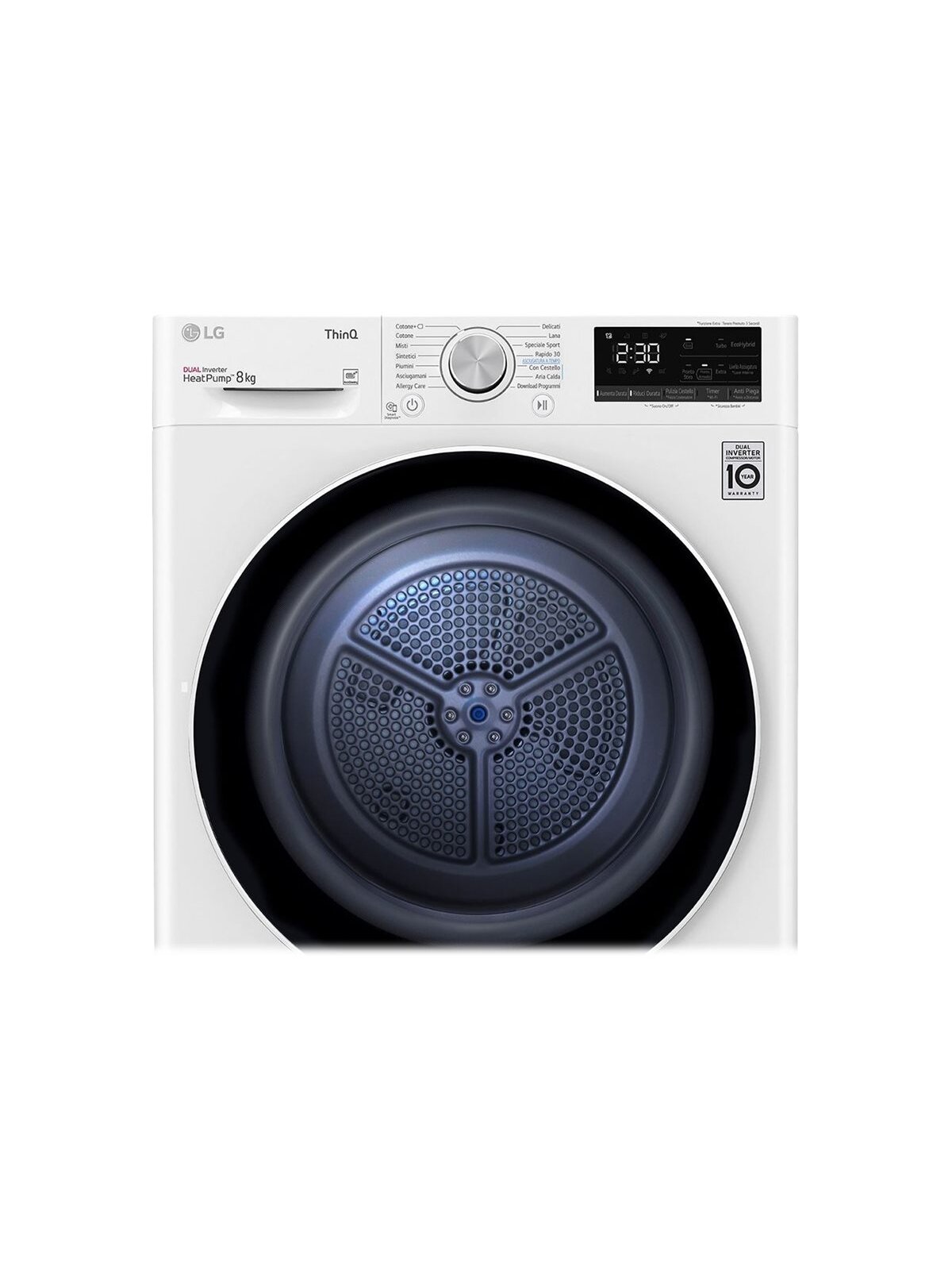 LG | Dryer Machine | RH80V3AV6N | Energy efficiency class D | Front loading | 8 kg | LED | Depth 69 cm | Wi-Fi | White 10 LG | Dryer Machine | RH80V3AV6N | Energy efficiency class D | Front loading | 8 kg | LED | Depth 69 cm | Wi-Fi | White 10