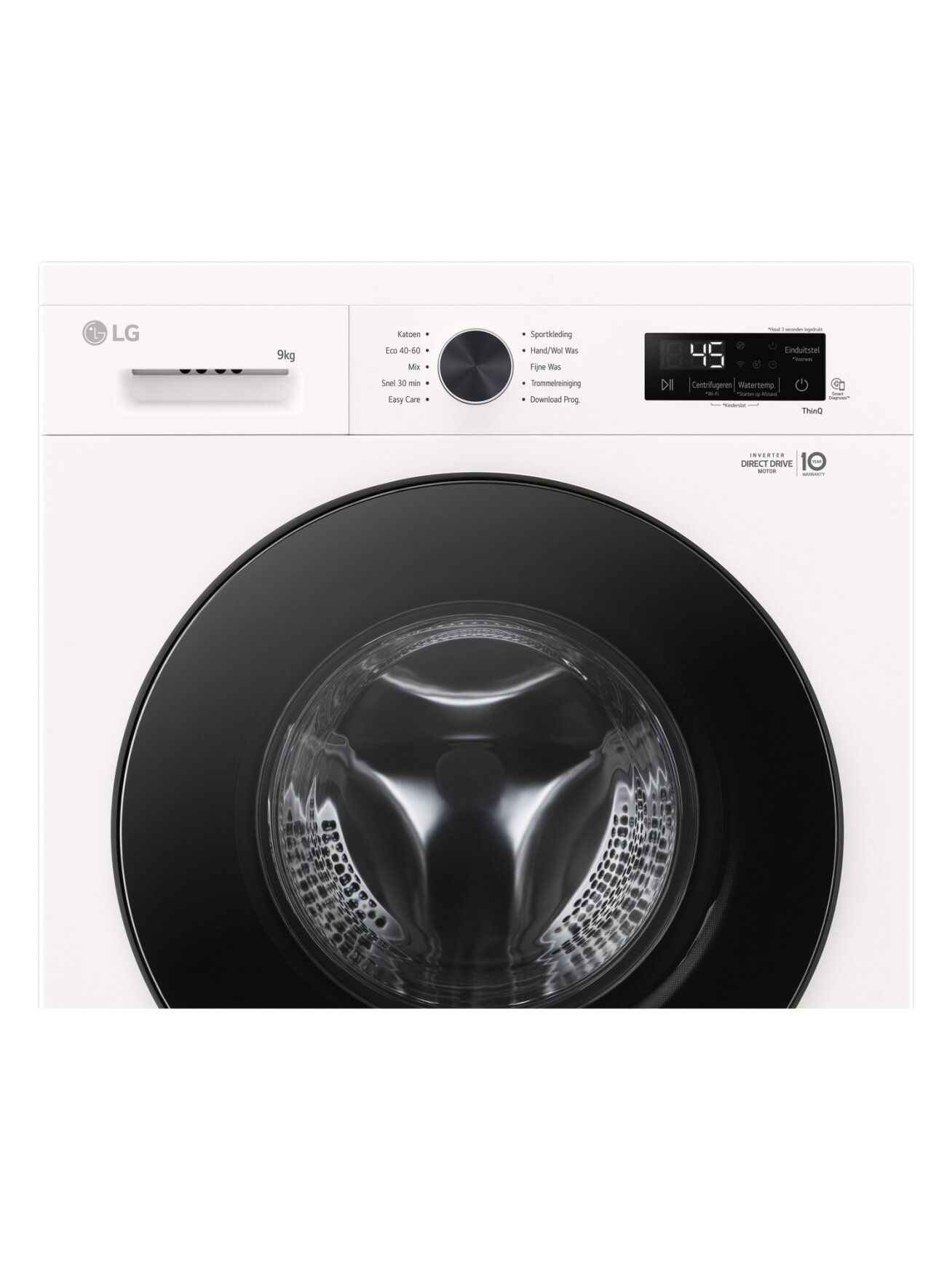 LG Washing machine | F4X1009NWB | Energy efficiency class A | Front loading | Washing capacity 9 kg | 1400 RPM | Depth 55 cm | Width 60 cm | Display | LED | Steam function | Direct drive | Wi-Fi | White 5 LG Washing machine | F4X1009NWB | Energy efficiency class A | Front loading | Washing capacity 9 kg | 1400 RPM | Depth 55 cm | Width 60 cm | Display | LED | Steam function | Direct drive | Wi-Fi | White 5