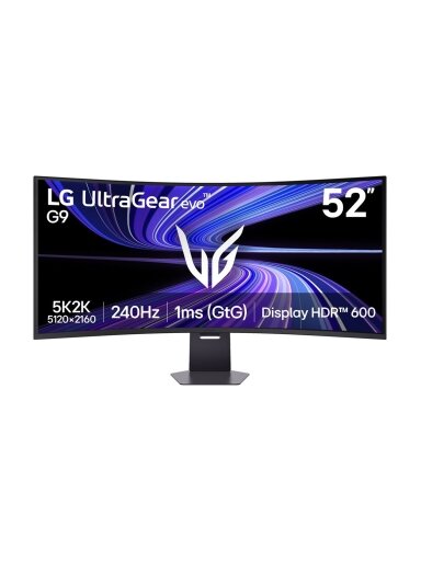 LG UltraGear evo G9 52G930B-B | 52 " | VA | WUHD | 21:9 | 240 Hz | 1 ms | 5120 x 2160 pixels | 400 cd/m² | Black LG UltraGear evo G9 52G930B-B | 52 " | VA | WUHD | 21:9 | 240 Hz | 1 ms | 5120 x 2160 pixels | 400 cd/m² | Black