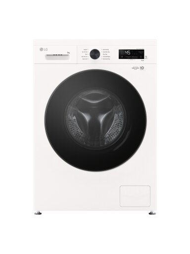 LG Washing machine | F4X1009NWB | Energy efficiency class A | Front loading | Washing capacity 9 kg | 1400 RPM | Depth 55 cm | Width 60 cm | Display | LED | Steam function | Direct drive | Wi-Fi | White