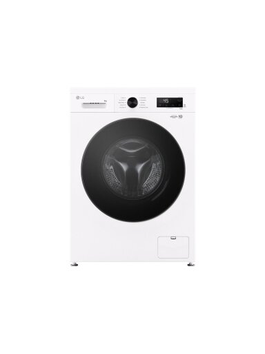 LG Washing machine | F4X1009NWB | Energy efficiency class A | Front loading | Washing capacity 9 kg | 1400 RPM | Depth 55 cm | Width 60 cm | Display | LED | Steam function | Direct drive | Wi-Fi | White
