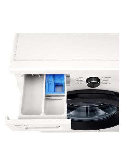 LG F2X10S7NWK | Washing Machine | Energy efficiency class A | Front loading | Washing capacity 7 kg | 1200 RPM | Depth 44 cm | Width 60 cm | Display | LED | Steam function | Essence White (Glossy) | Wi-Fi 8