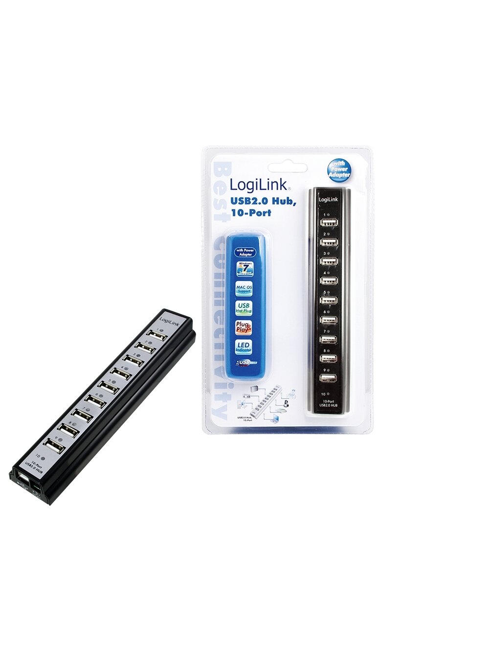 Logilink | USB 2.0 Hub-10 port whit power adapter 1 Logilink | USB 2.0 Hub-10 port whit power adapter 1