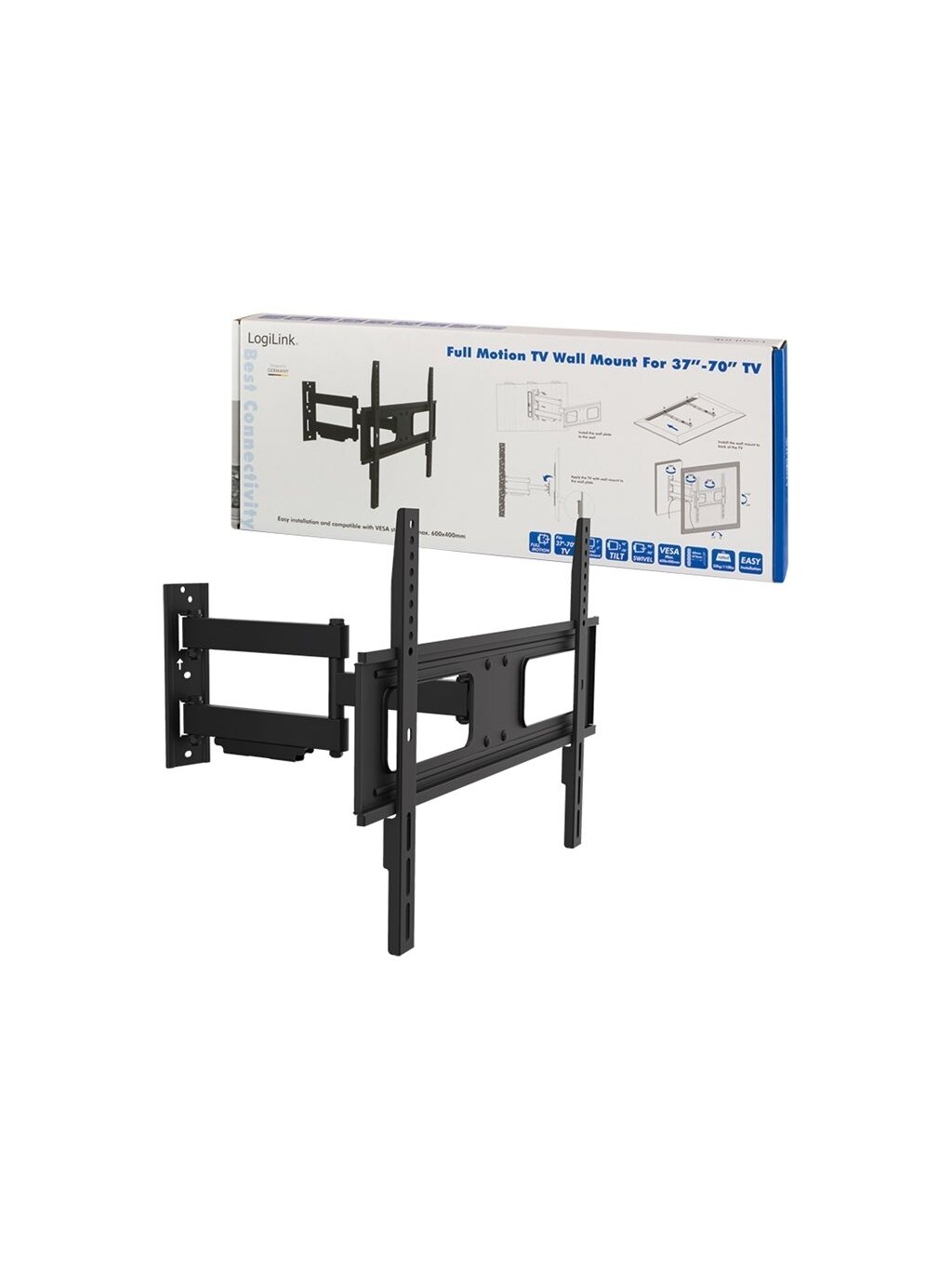 Logilink BP0019 TV Wall mount, 37"-70", tilt +10°-20°,swievel +-90°, 473mm | Logilink | Wall Mount | BP0019 | 37-70 " | Maximum weight (capacity) 50 kg | Black Logilink BP0019 TV Wall mount, 37"-70", tilt +10°-20°,swievel +-90°, 473mm | Logilink | Wall Mount | BP0019 | 37-70 " | Maximum weight (capacity) 50 kg | Black